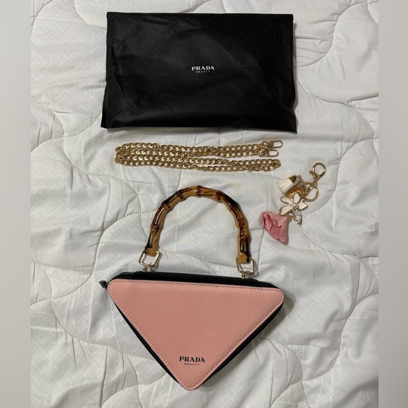 Prada Pink and Black Triangle Clutch - Picture 3 of 9